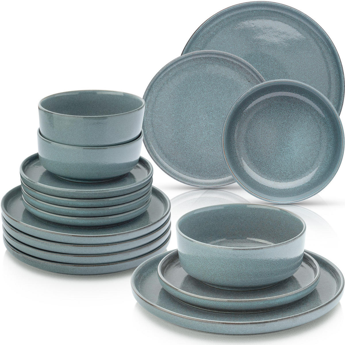 TAFELSERVICE KAIRO OCEAN - 36 teilig aus Steingut 12 Personen - Blau, Stein (50/30/80cm) - Sänger