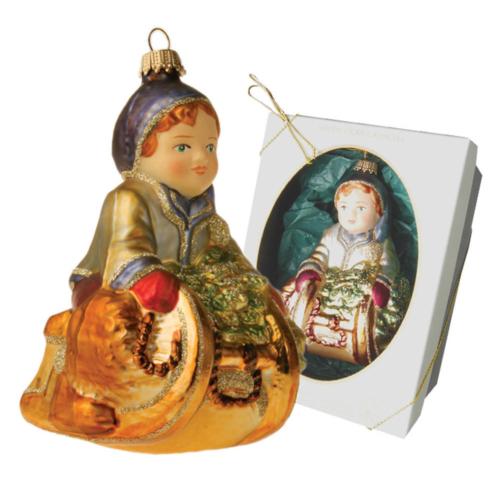 CHRISTBAUMSCHMUCK Viktorianisch Schlittenfahrer Lennart Mehrfarbig 12cm (Glas / 1 Stk.) - Multicolor, Glas (8/12/7cm) - Krebs Glas Lauscha