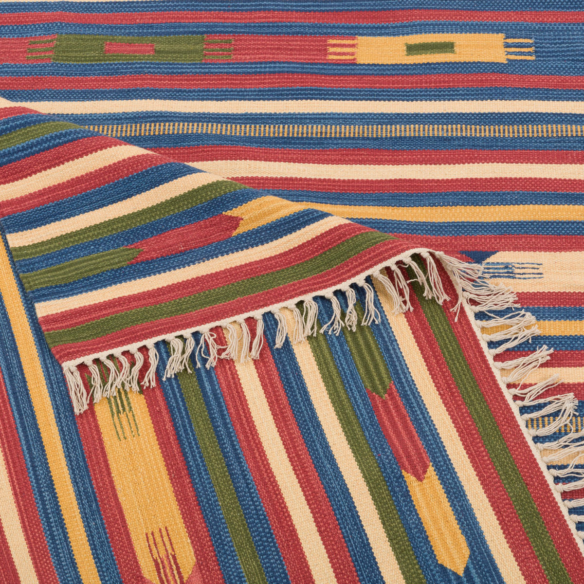 BAUMWOLLE NATUR KELIM TEPPICH LINA STRIPES - Multicolor, Textil (200/290cm) - Pergamon