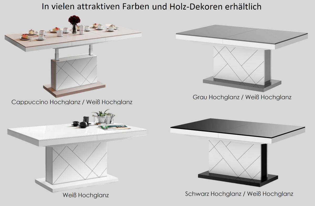 COUCHTISCH rechteckig Schwarz Hochglanz - Weiß Hochglanz 120/75/55 cm - Schwarz Hochglanz/Weiß Hochglanz, Holzwerkstoff (75/120/55cm) - designimpex