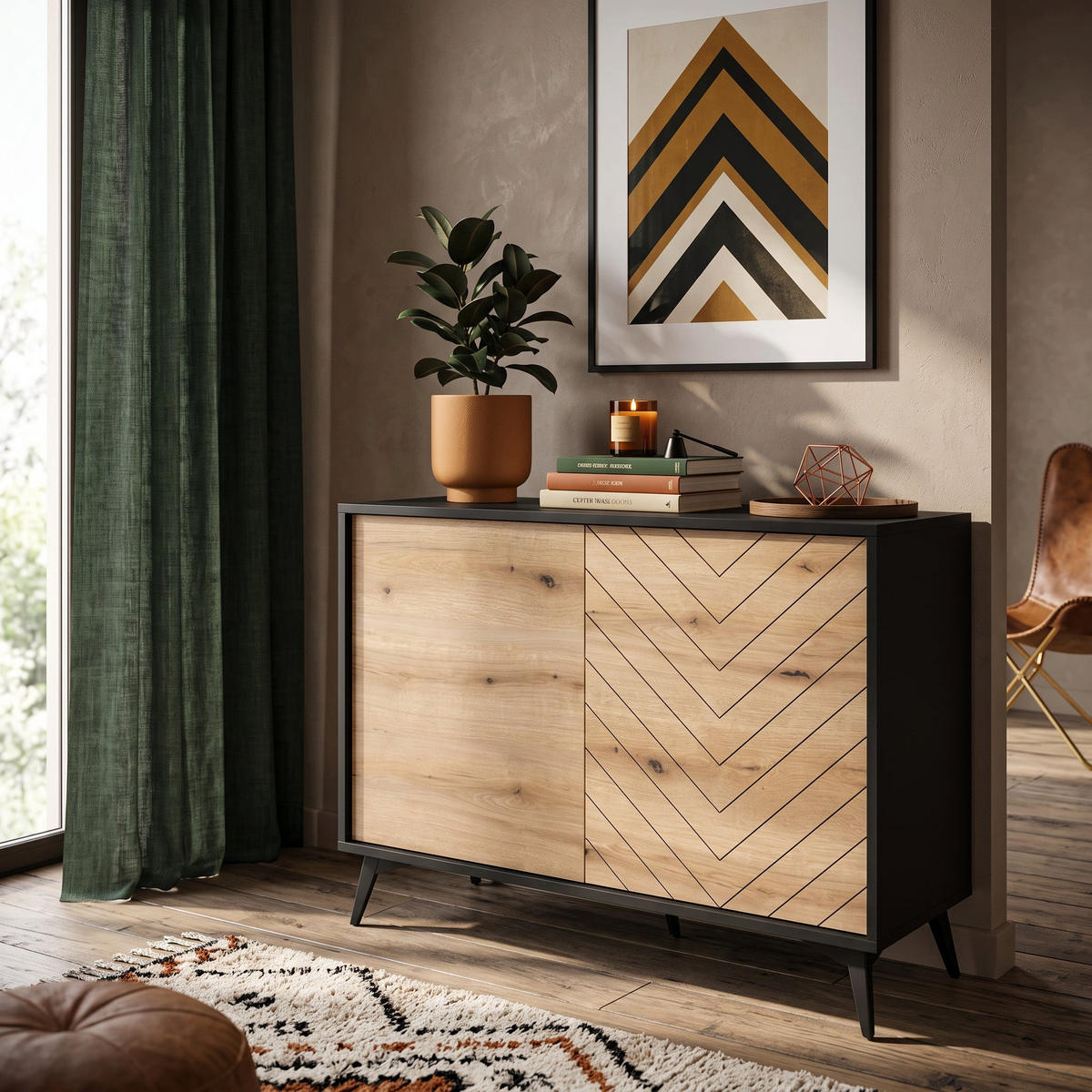 KOMMODE Nirwana - Schwarz, Holzwerkstoff (103.5/76.7/39cm) - Pillovely