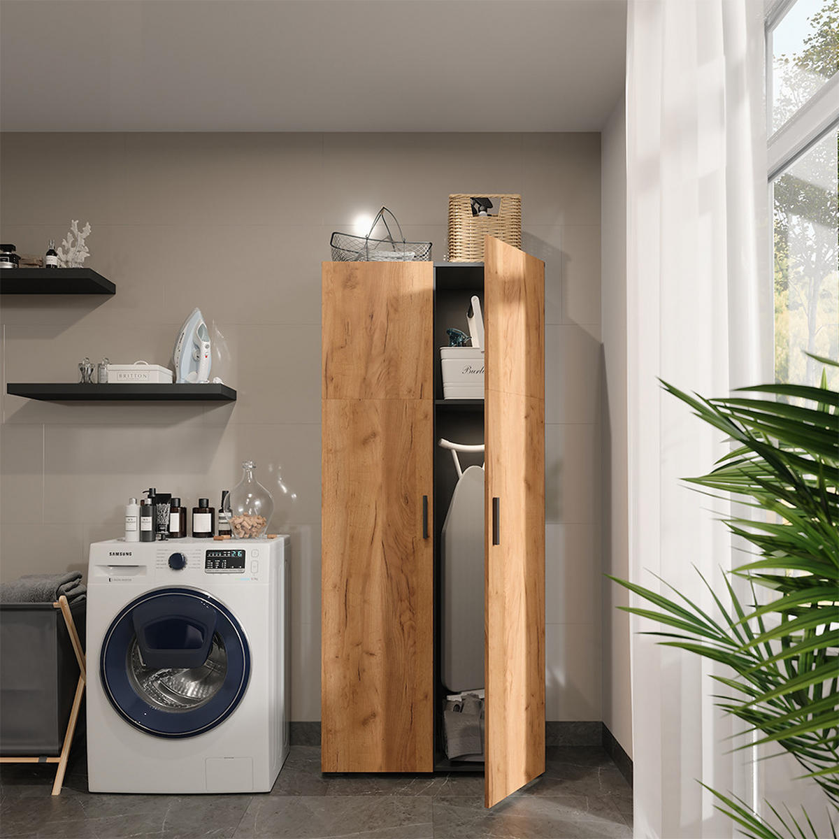 Anthrazit, Holzwerkstoff (80/183.8/37cm) - Vicco