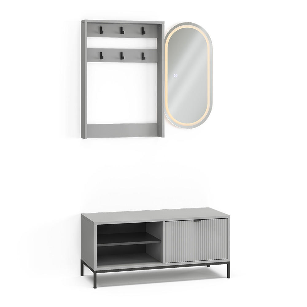 GARDEROBE Eliza Grau 100 x 45 cm Set, 3 Teile - Grau, Holzwerkstoff (100/45/40cm) - Vicco