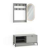 GARDEROBE Eliza Grau 100 x 45 cm Set, 3 Teile - Grau, Holzwerkstoff (100/45/40cm) - Vicco