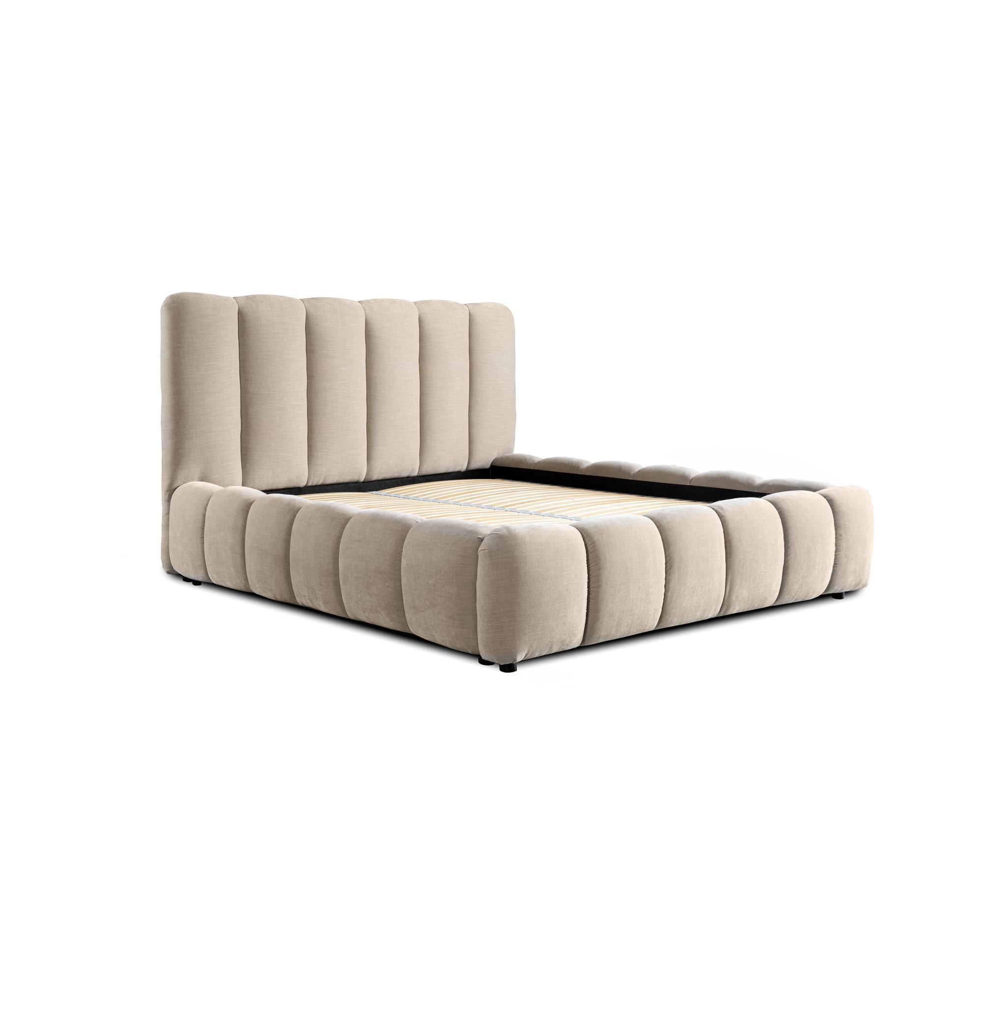 POLSTERBETT Heda Komplettset - Champagner, Holzwerkstoff/Textil (140/200cm) - Fun Möbel