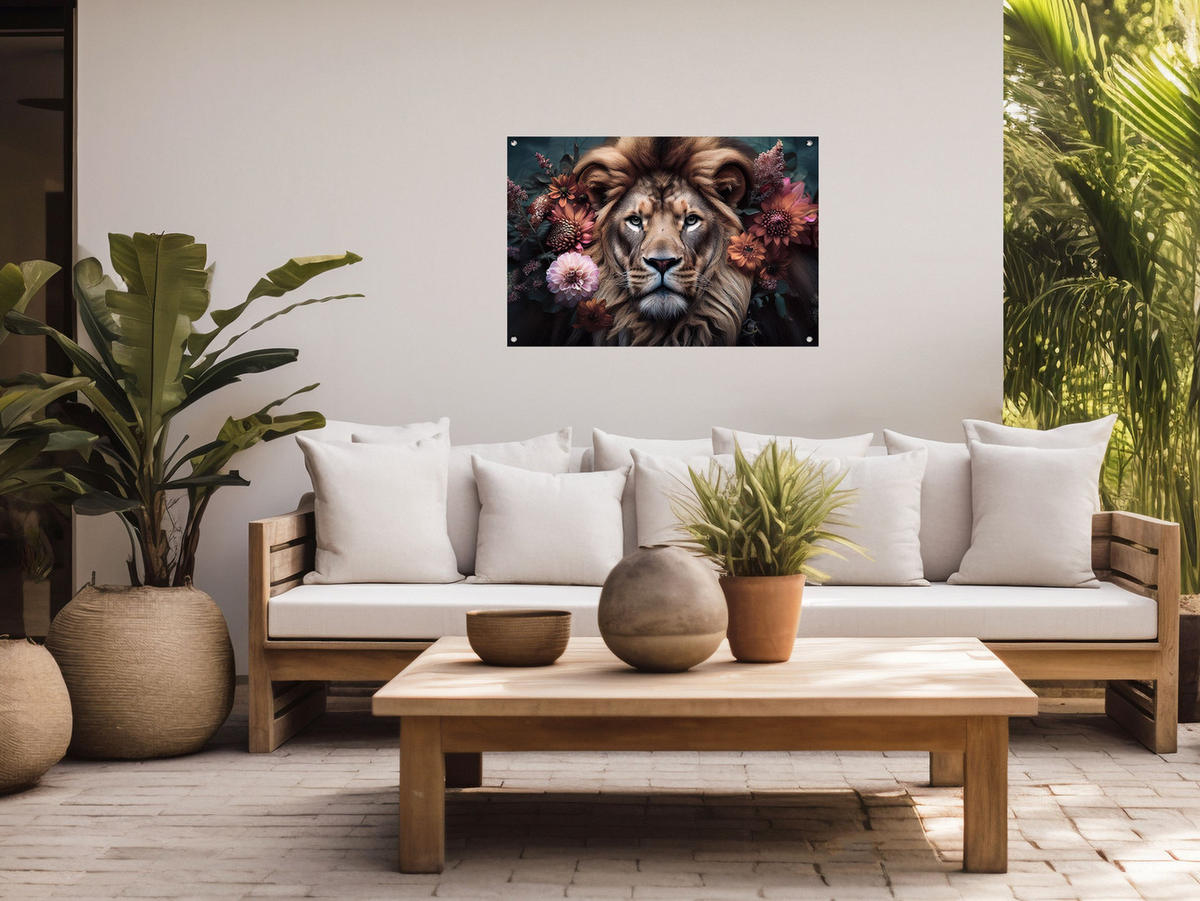 GARTEN-POSTER 90x60 cm Gartendeko: Vintage Löwe - Braun, Kunststoff (90/60/2cm) - artissimo