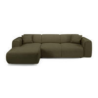 ECKSCHLAFSOFA Bouclé-Stoff Olivgrün 283cm - Olivgrün, Textil (283/180cm) - Sia Home