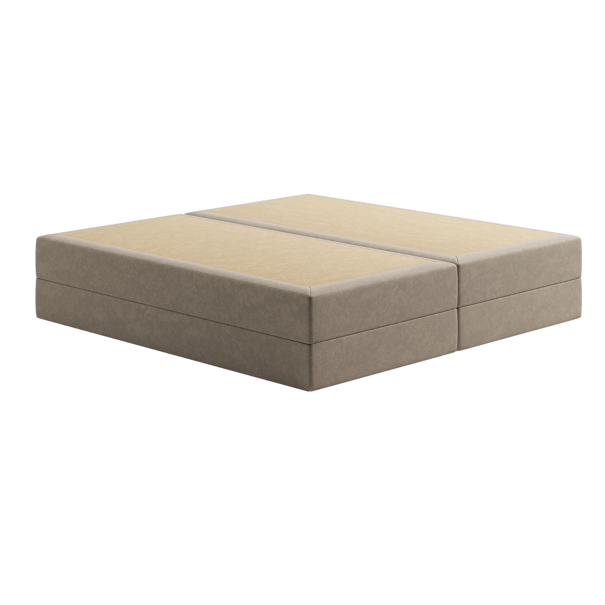 BOXSPRINGBETT mit Kaltschaummatratze, 200 x 200 cm, in Beige - Beige, Naturmaterialien (200/200cm) - Home Collective