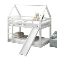 ETAGENBETT Hausform mit Rutsche und Leiter, Weiß, 90/200 cm - Weiß, Holz (90/200cm) - MIVRAY