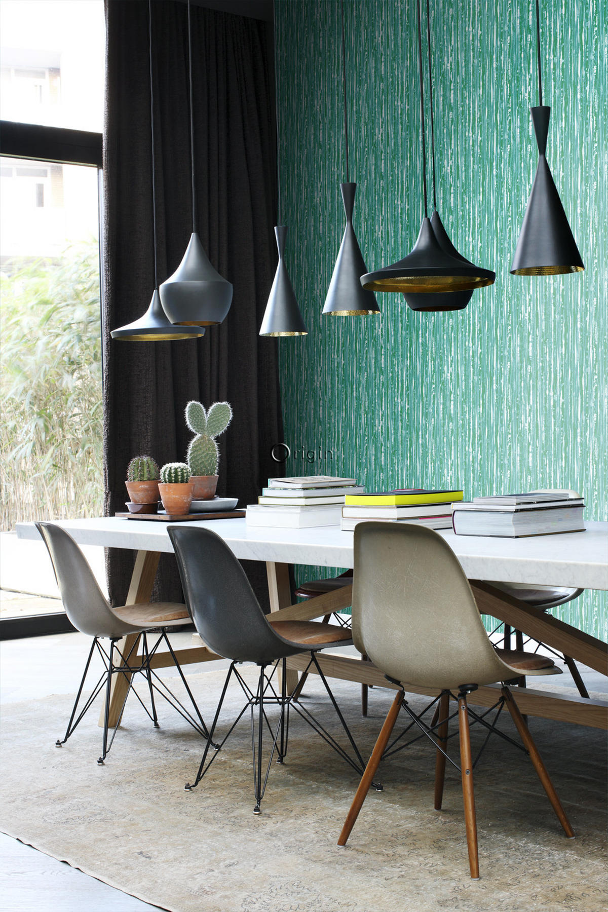 TAPETE Streifen 53 cm x 10.05 m - Grün, Papier (53/1000cm) - Origin Wallcoverings