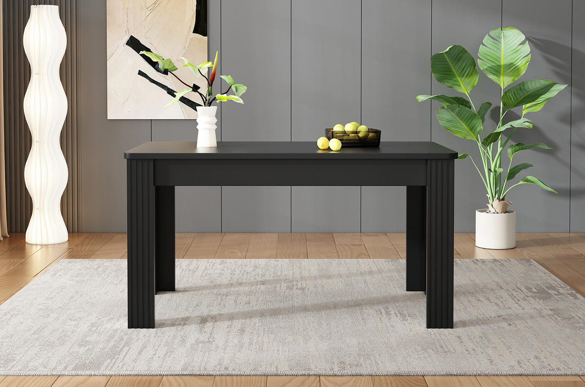 ESSTISCH 75x65x116 cm in Schwarz aus Spanplatte mit pflegeleichter Tischplatte - Schwarz, Holzwerkstoff (65/116/75cm) - Modfu