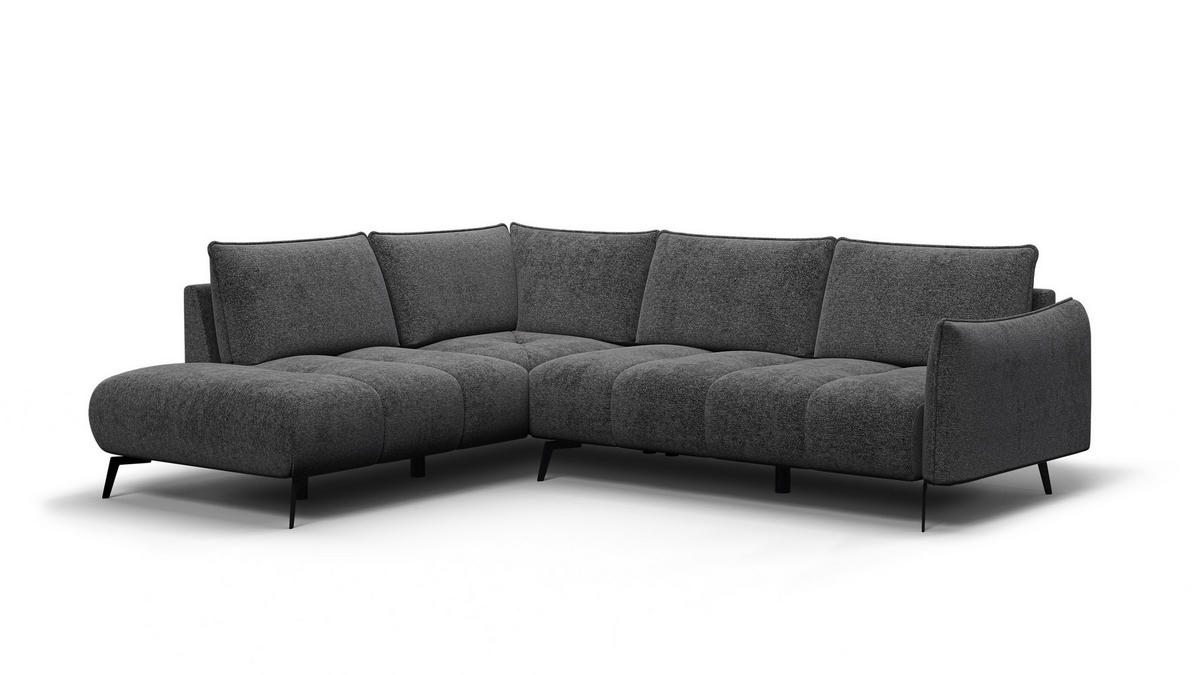 ECKSOFA AERA 5-Sitzer links, dunkelgrau - Dunkelgrau/Schwarz, Holz/Textil (268/206cm) - Courtois Laville