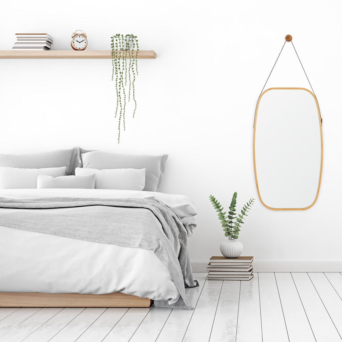 WANDSPIEGEL - Silberfarben, Glas/Holz (43.5/76.5/1.5cm) - Relaxdays