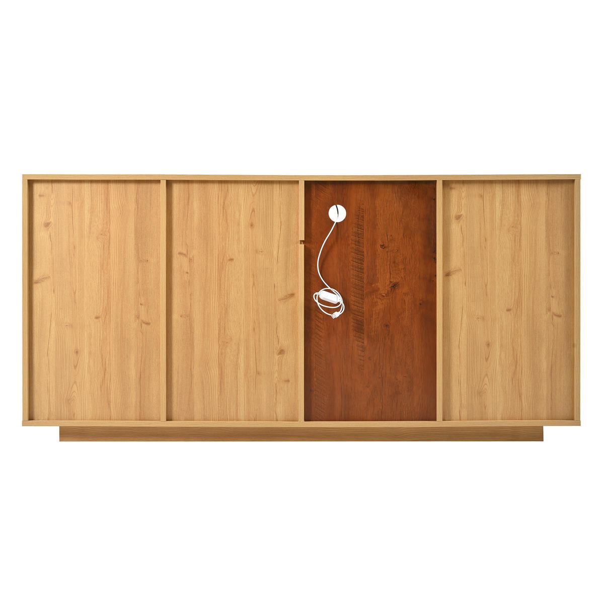 SIDEBOARD 160/40/77 cm, 2 Türen und 4 Schubladen, Holzoptik/Weiß mit einstellbarer 16-farbiger LED，Naturfarben - Naturfarben, Holzwerkstoff (160/77/40cm) - Redom