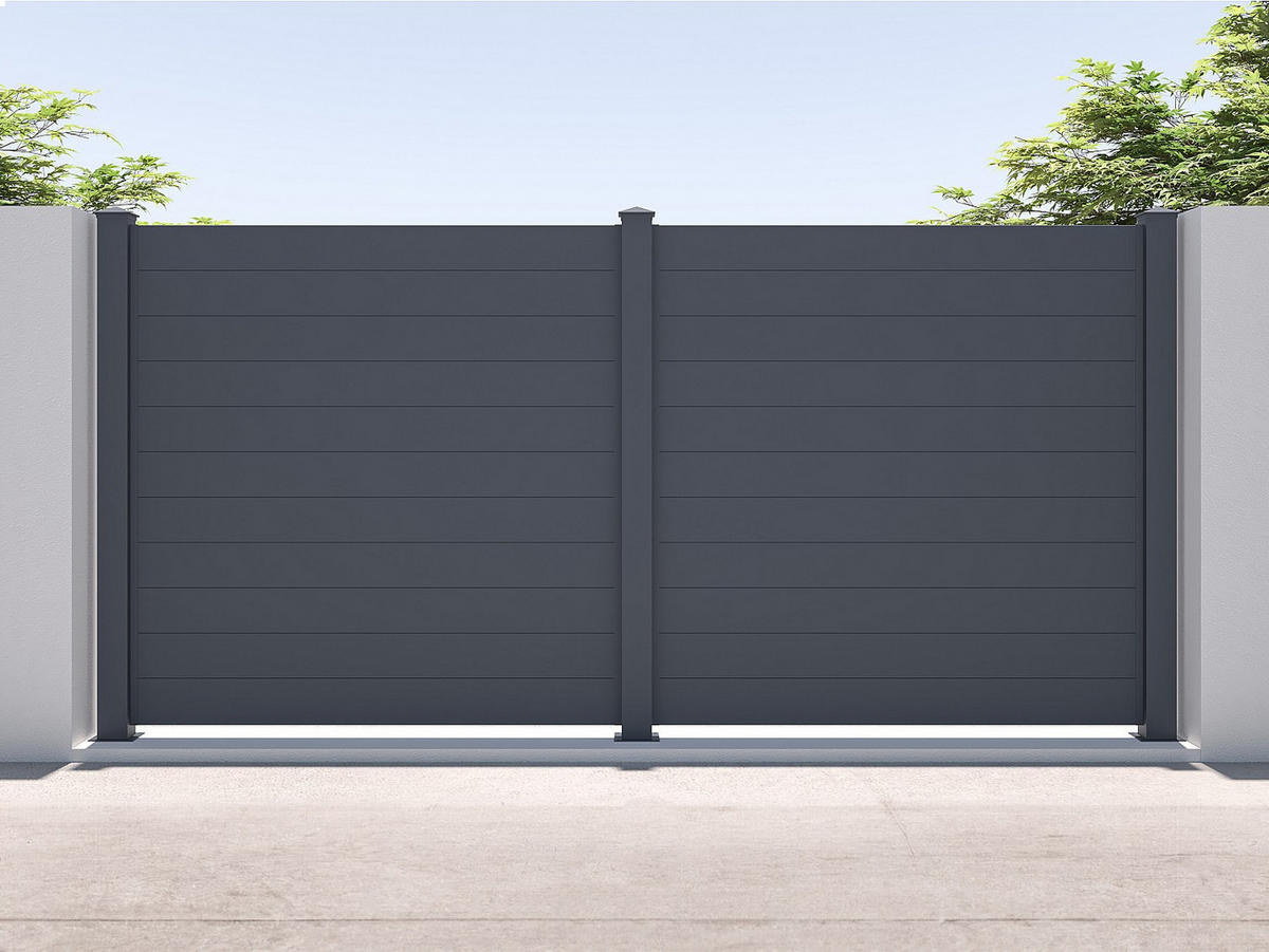 ZAUN - 168cm x 15.3cm - Aluminium - anthrazitgrau - NAZARIO - Anthrazit, Metall (168/171cm) - Vente-Unique