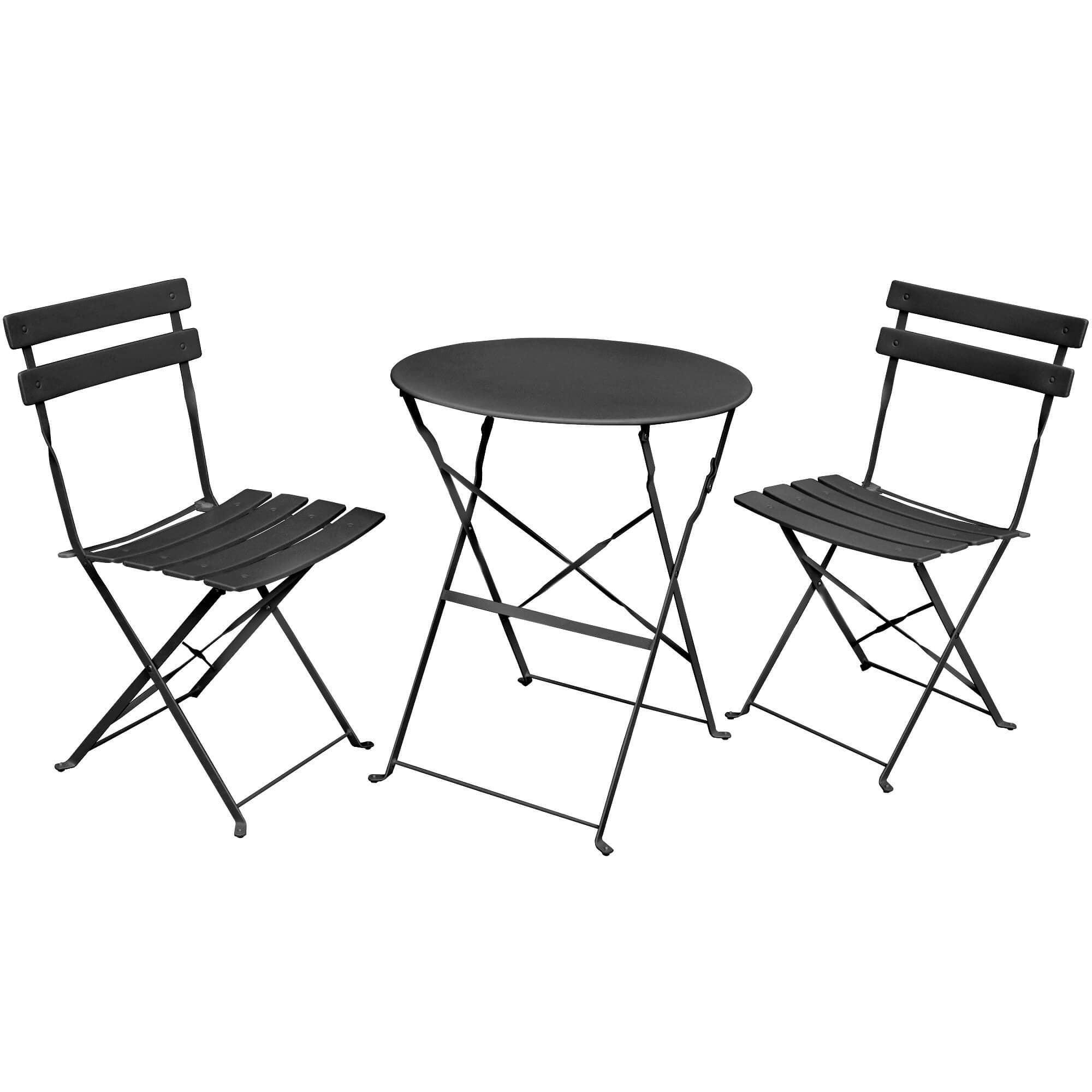 KLAPPTISCH mit Klappstühlen, Set Schwarz 42/81/42 - Schwarz, Metall - RAUMHIRSCH FURNITURE