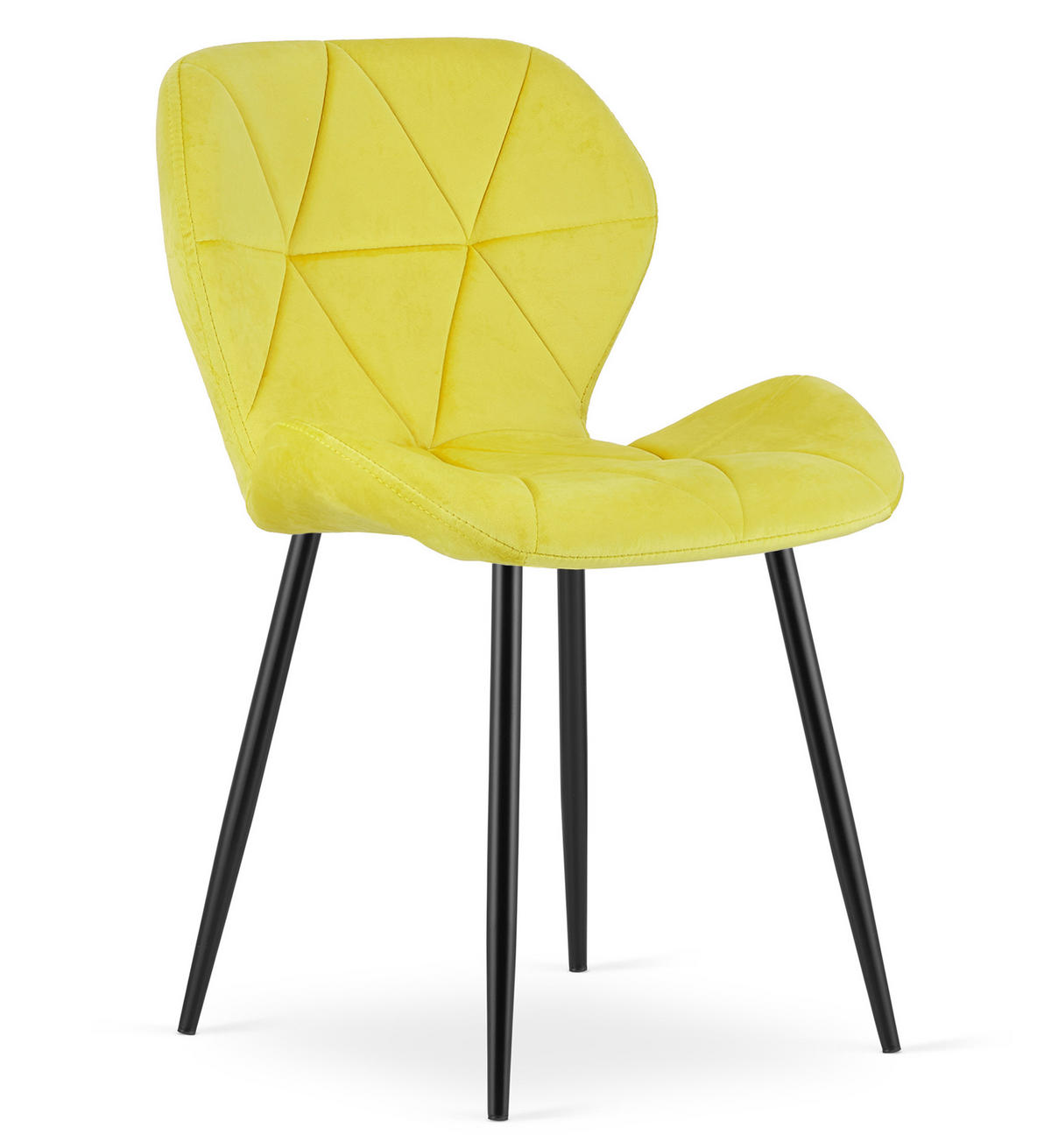 STUHL Gelb 46x53 cm MANGO Samt Bezug 3 Stück - Gelb, Kunststoff (46/52/53cm)