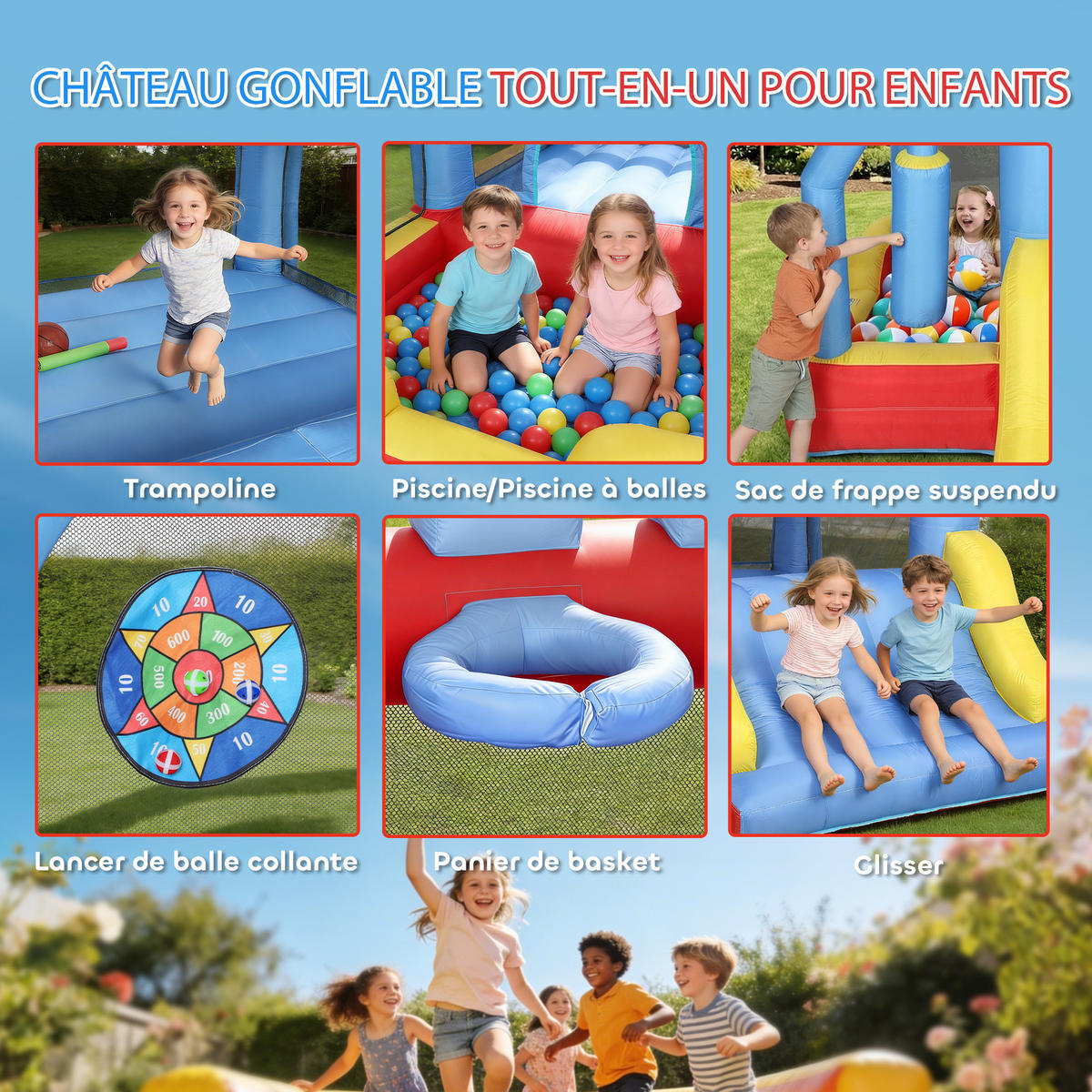 HÜPFBURG DE-18569 5-in-1 mit Wasserspielzeug & Trampolin Bunt - Multicolor, Kunststoff (277/270/215cm) - ComfortXL