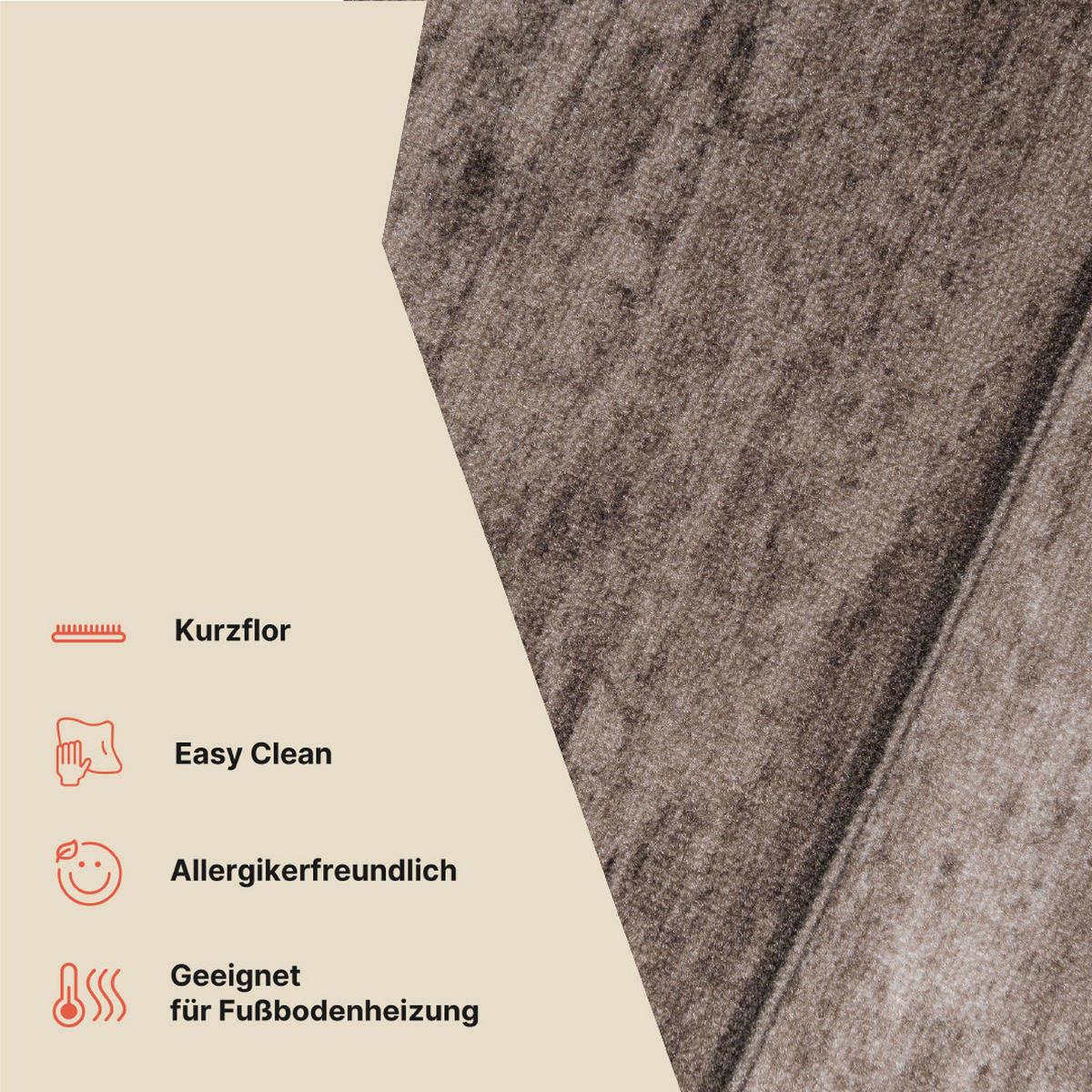 TEPPICHLÄUFER Anti-Rutsch Taupe rutschfest Gummiunterlage 100/500 cm - Taupe, Textil (100/500cm) - Tapiso
