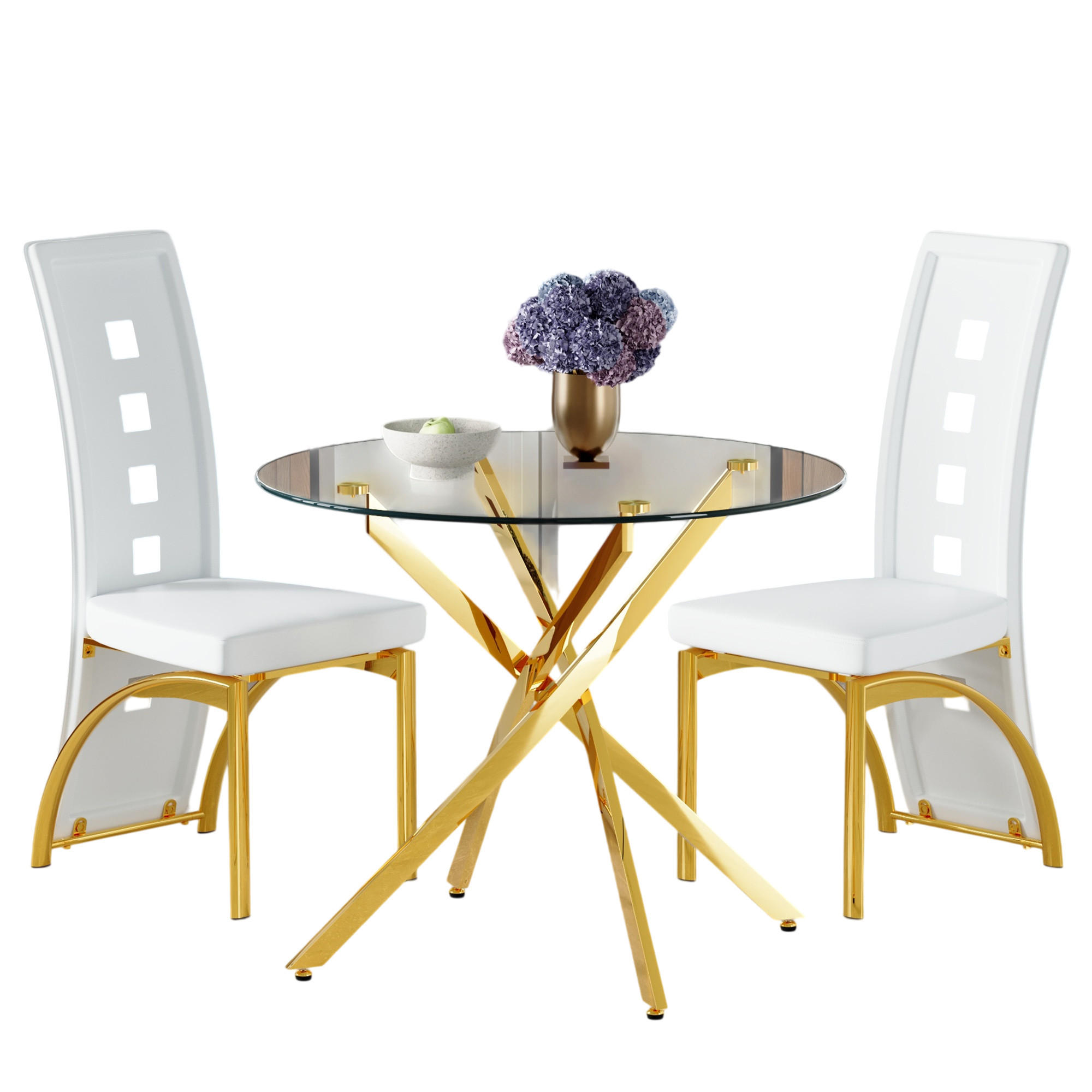 ComfortXL Essgruppe Weiß, Gold 88x75x88 cm