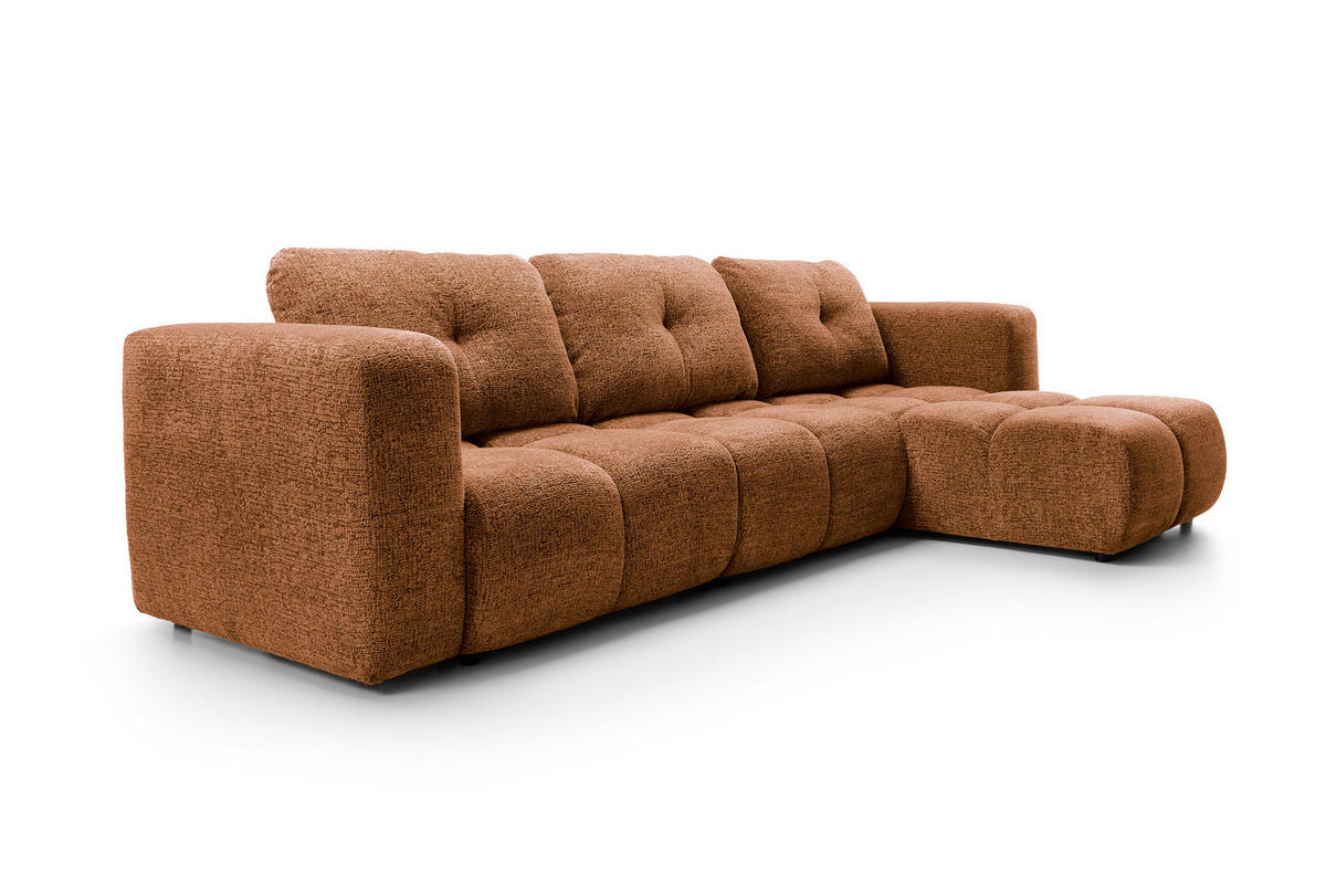 ECKSOFA ARTE 03 Orange Chenille mit Schlaffunktion - Orange, Holz (336/177cm) - MASSENO
