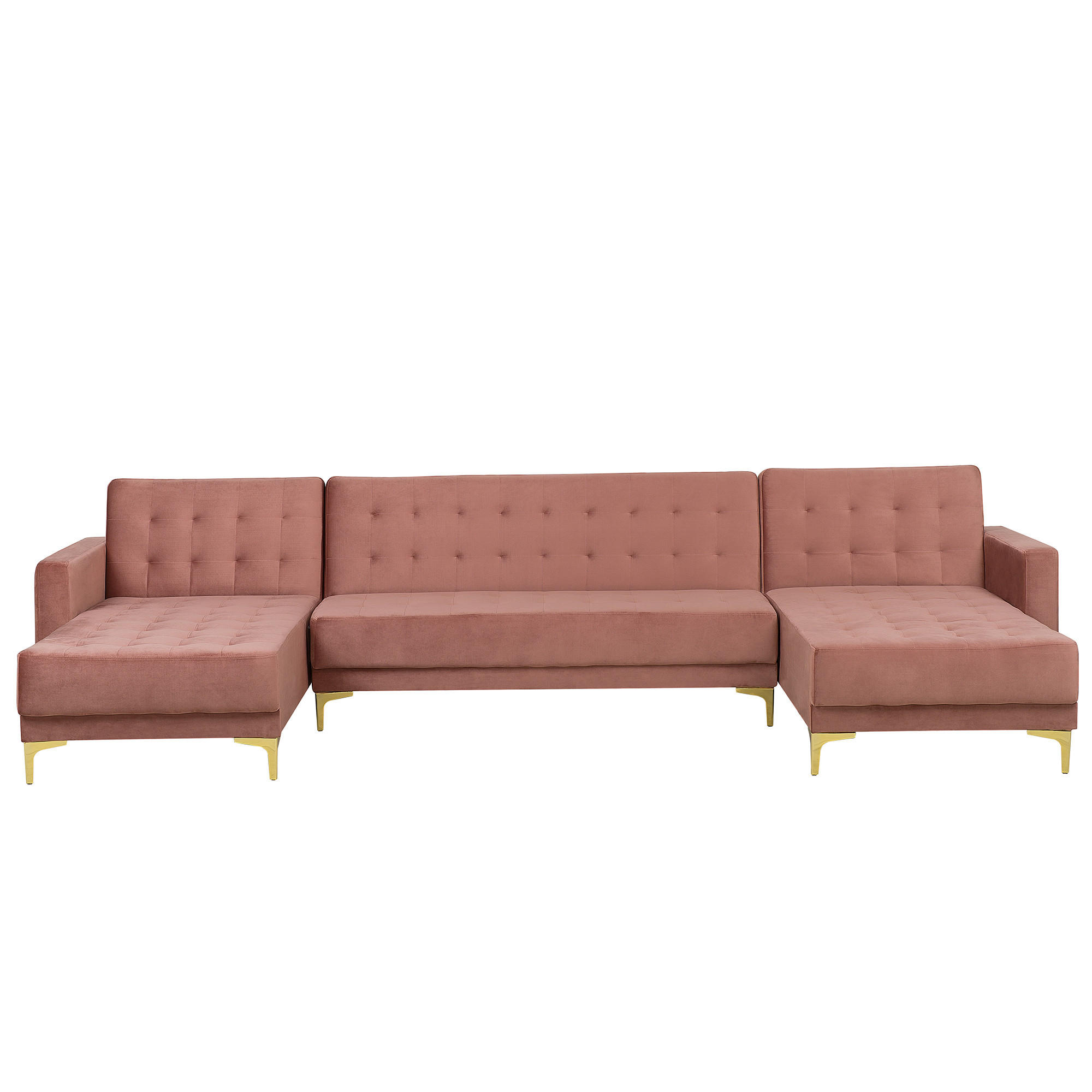 SCHLAFSOFA U-förmig Samtstoff Rosa Aberdeen - Pink, Textil (348/83/168cm) - Beliani