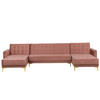 SCHLAFSOFA U-förmig Samtstoff Rosa Aberdeen - Pink, Textil (348/83/168cm) - Beliani