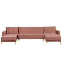 SCHLAFSOFA U-förmig Samtstoff Rosa Aberdeen - Pink, Textil (348/83/168cm) - Beliani