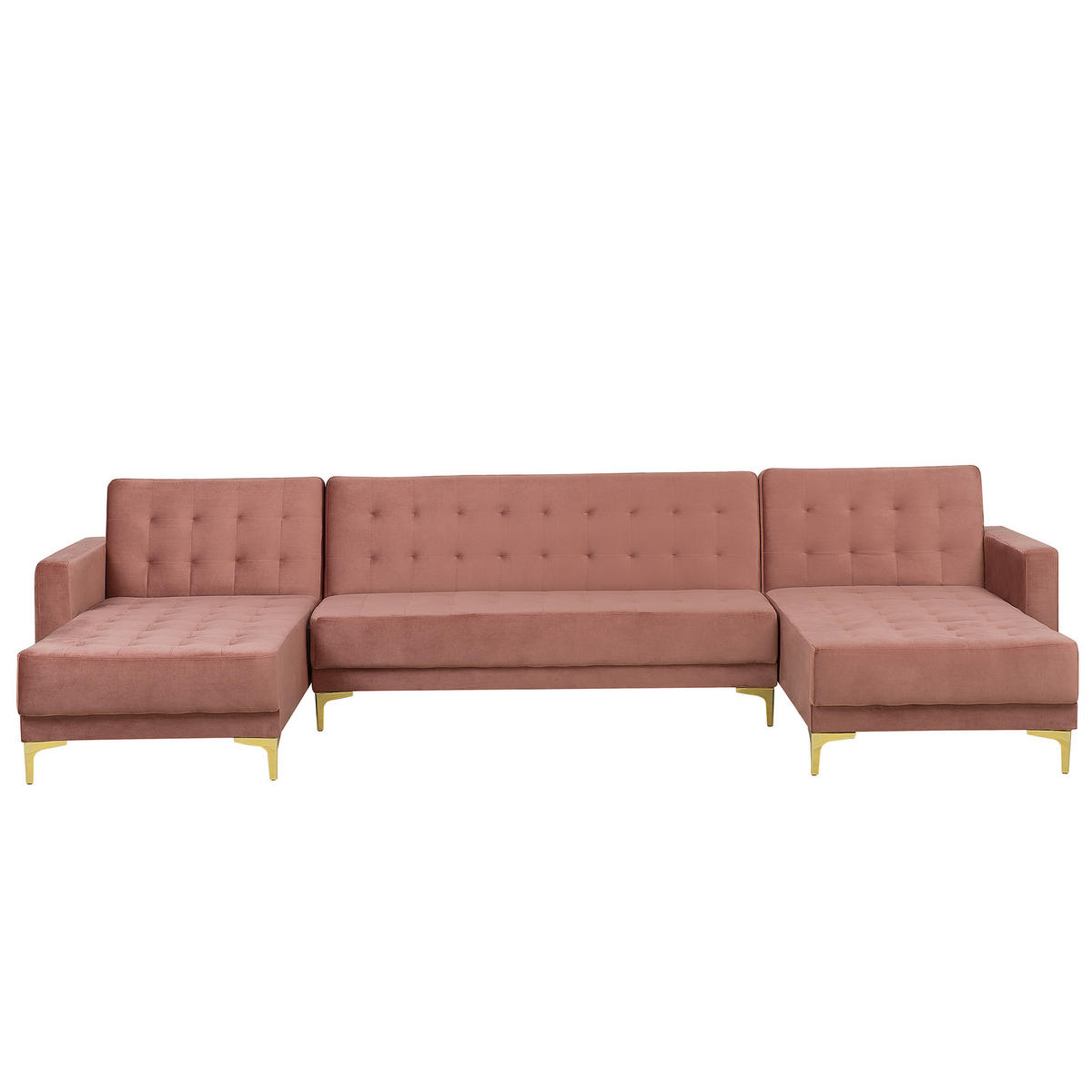 SCHLAFSOFA U-förmig Samtstoff Rosa Aberdeen - Pink, Textil (348/83/168cm) - Beliani