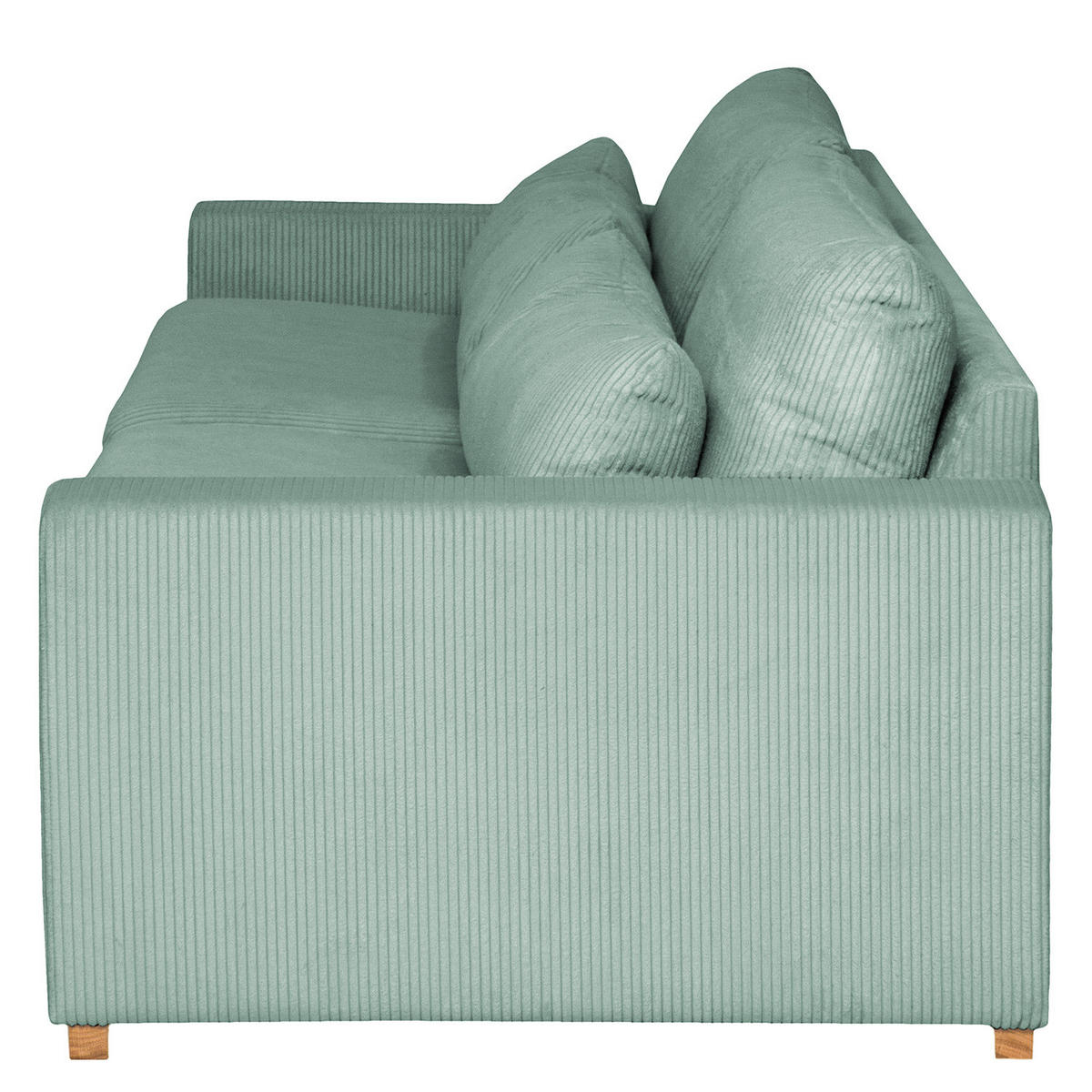 BIGSOFA - Eichefarben/Hellblau, Eichenholz/Textil (240/82/104cm) - home24