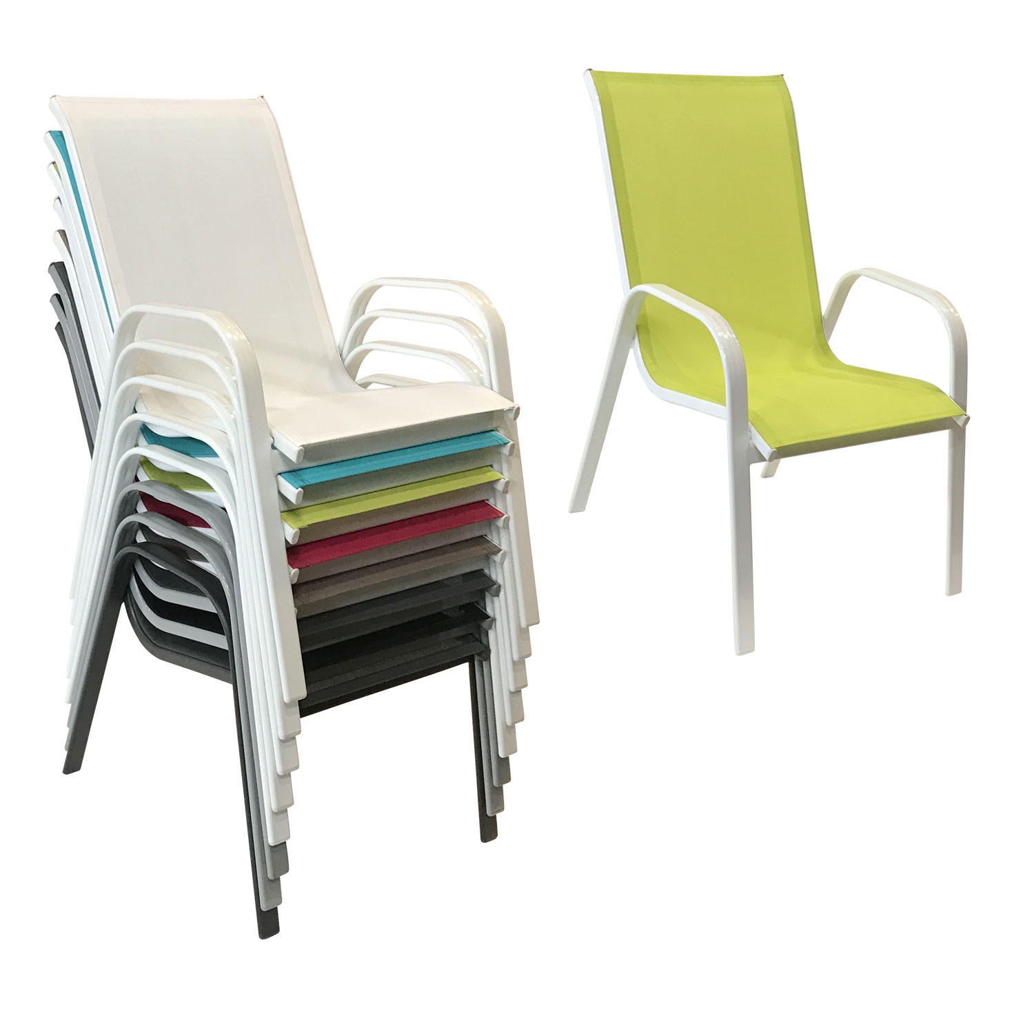 GARTENSTÜHLE Marbella Grün und Weiß 6er-Set - Grün, Kunststoff (56.5/92.5/76cm) - Happy Garden