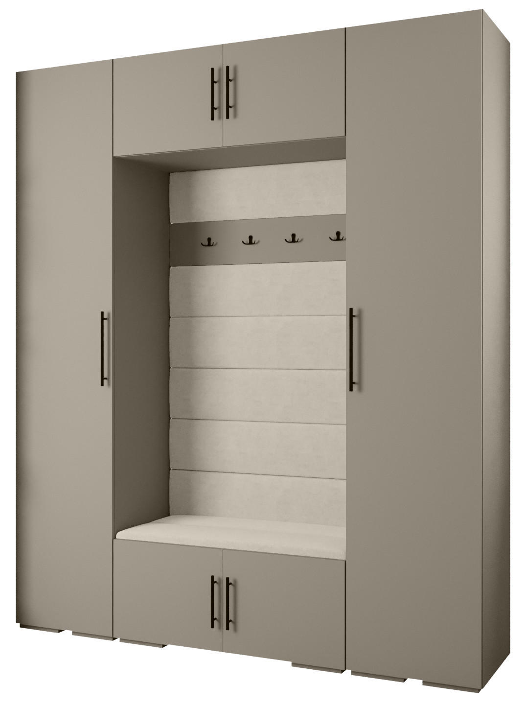 Abiks Möbel Garderoben-Set Kaschmir, Beige, Schwarz 200x236.7x47 cm
