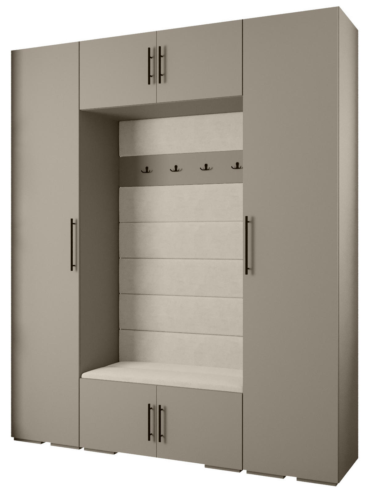 GARDEROBEN-SET 236,7/200/47 - Kaschmir/Schwarz, Holz/Kunststoff (200/236.7/47cm) - Abiks Möbel