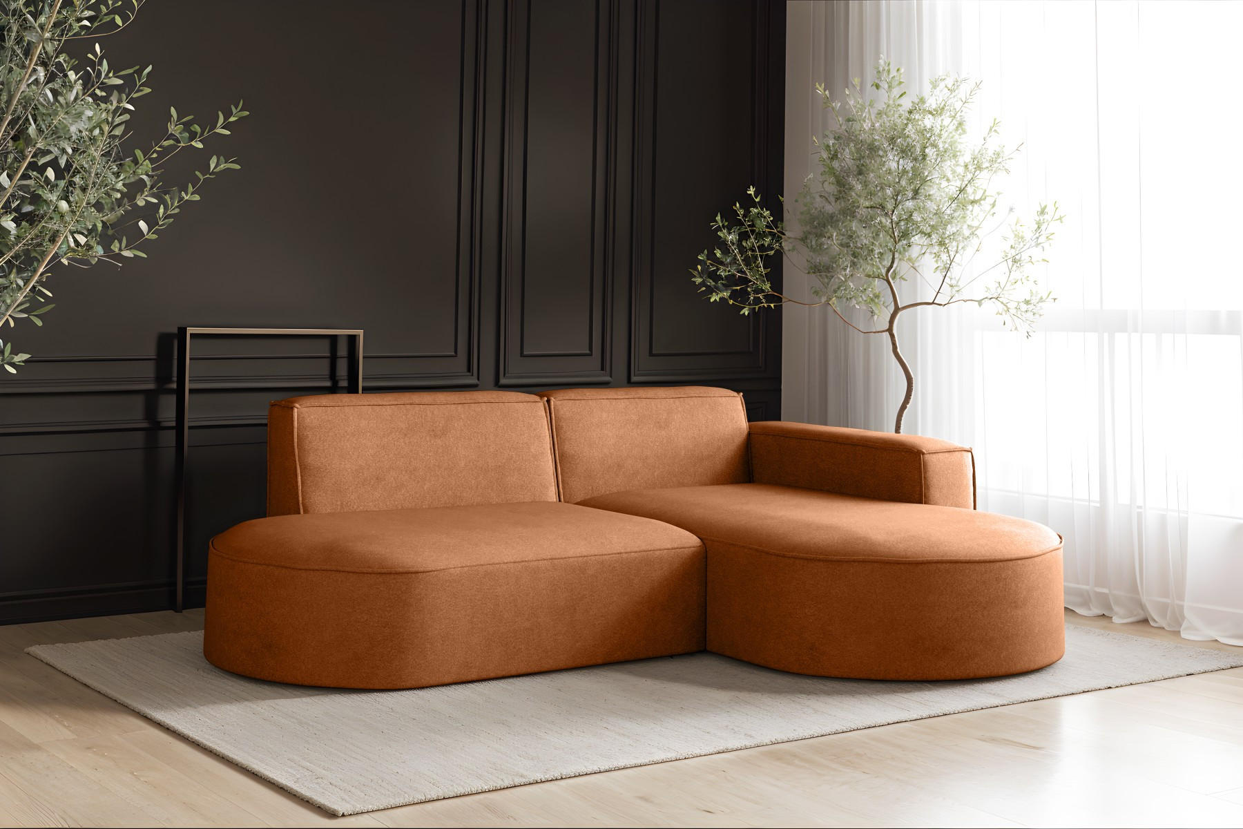 ECKSOFA Modena Modern Und Komfort Velours Stoff Salvador Rechts Braun - Braun, Holz/Textil (236/165cm) - Kaiser Möbel