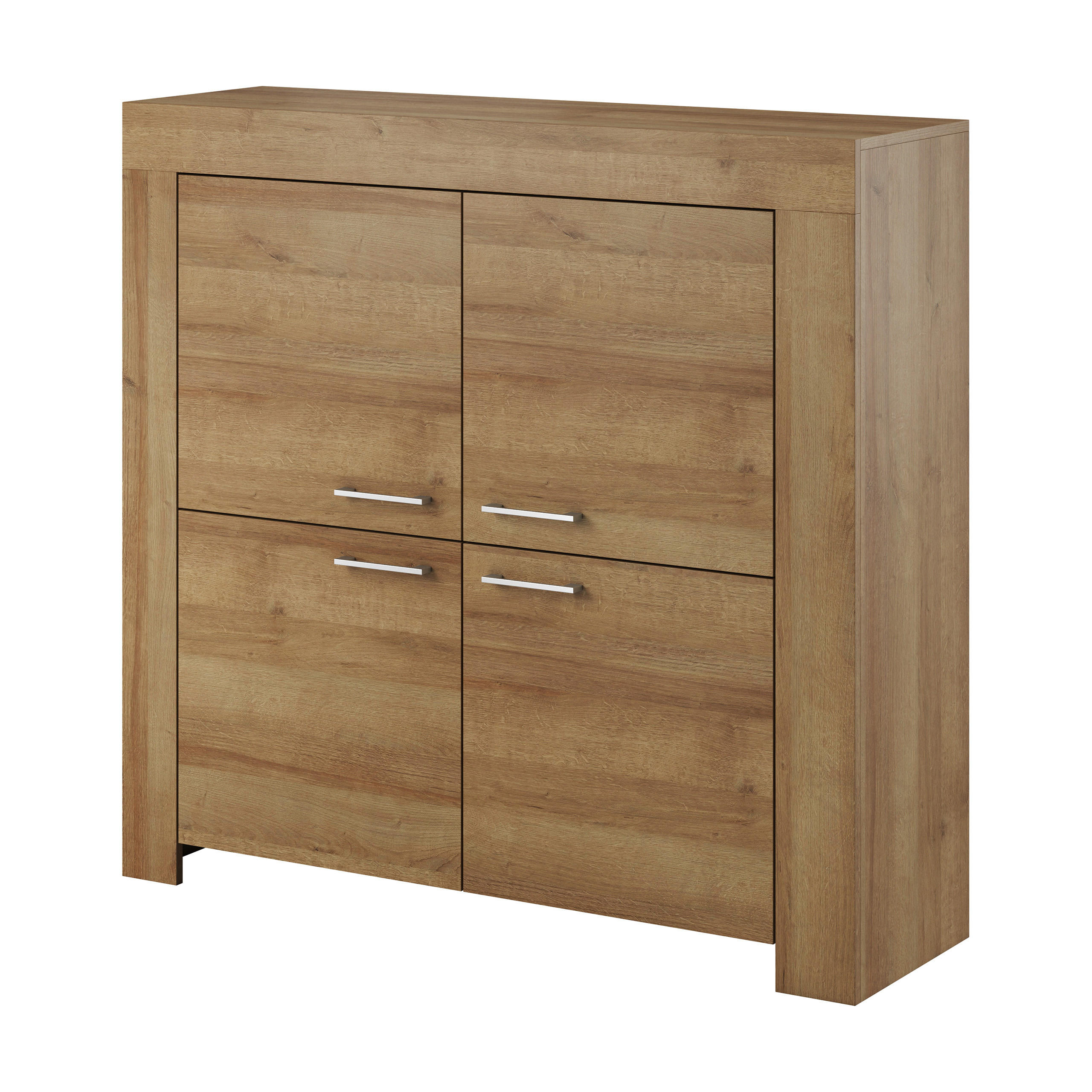 KOMMODE CIELO 120/117/37 cm mit 4 Türen Eichefarben - Eichefarben, Holzwerkstoff (120/117/37cm) - MASSENO