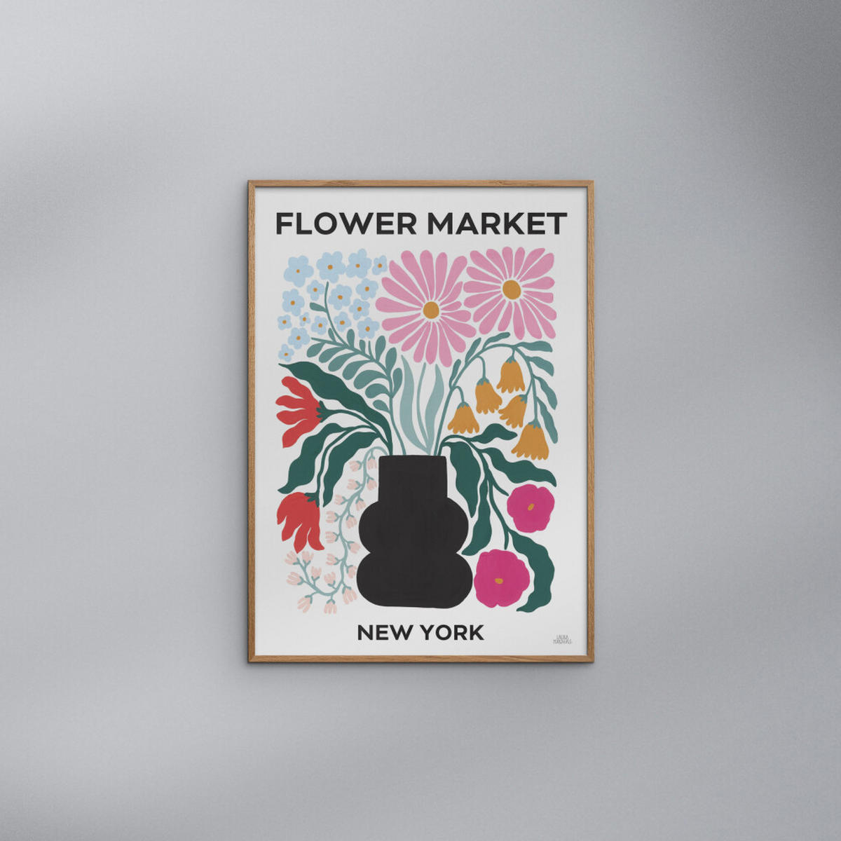 POSTER mit Rahmen Wild Apple - Flower Market III - Eichefarben/Multicolor, Holz/Papier (30/40cm) - Poster&Frame