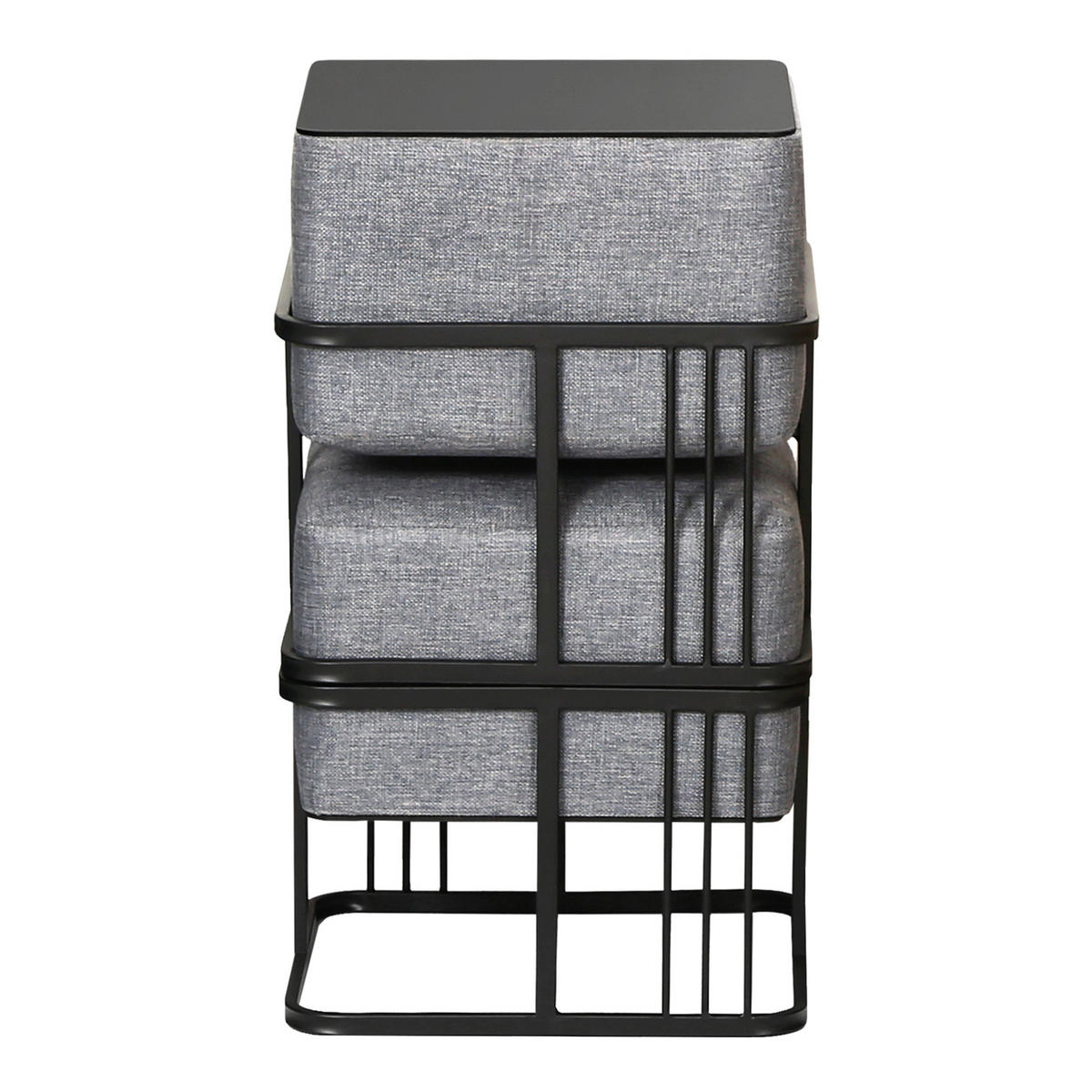 SADA STOLIČEK 2 KS Tas - černá/světle šedá, kov/kompozitní dřevo (38/38/38cm) - [en.casa]