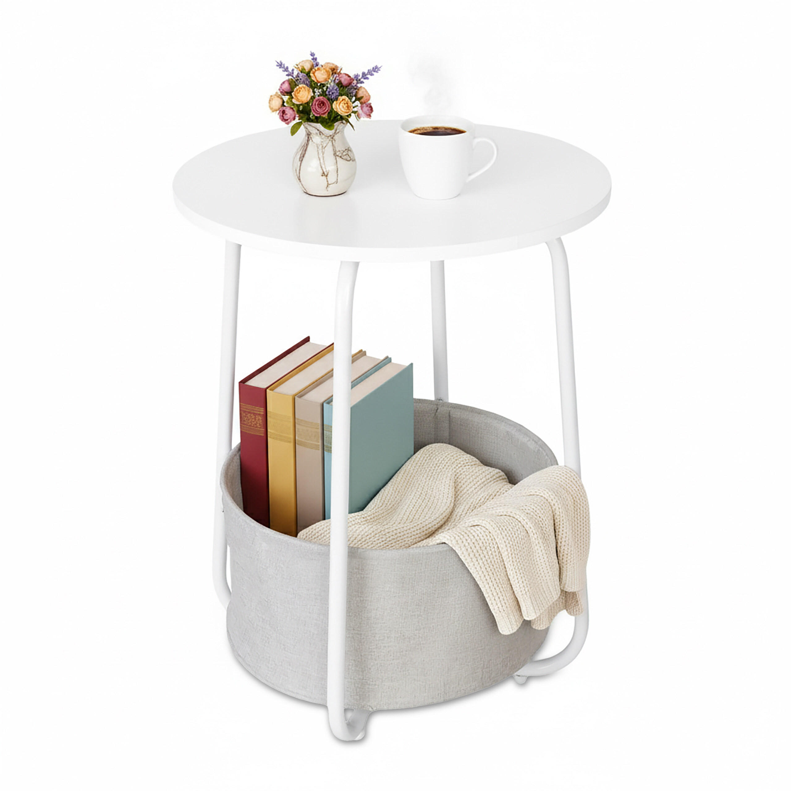 BEISTELLTISCH - Multicolor, Holzwerkstoff/Textil (40/40/50cm) - Relaxdays