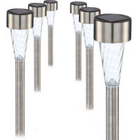 LED SOLAR AUSSENLEUCHTE Silber 6er Set - Silberfarben, Metall (4.7/4.7/35cm) - Globo Lighting