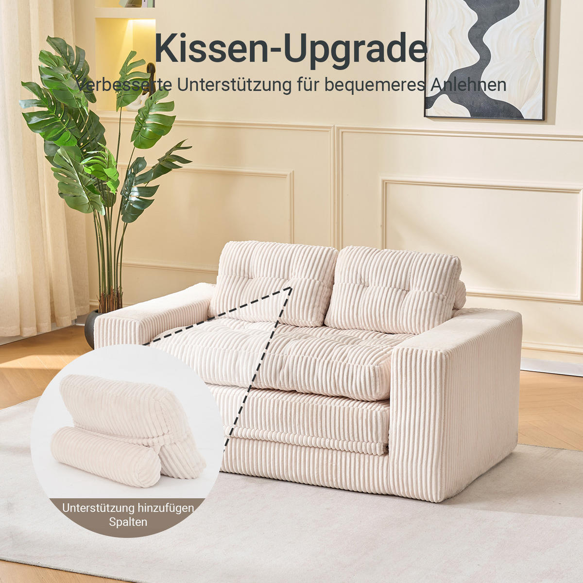 SCHLAFSOFA DE-35274 2-in-1 Beige - Beige, Textil (85/54/140cm) - ComfortXL