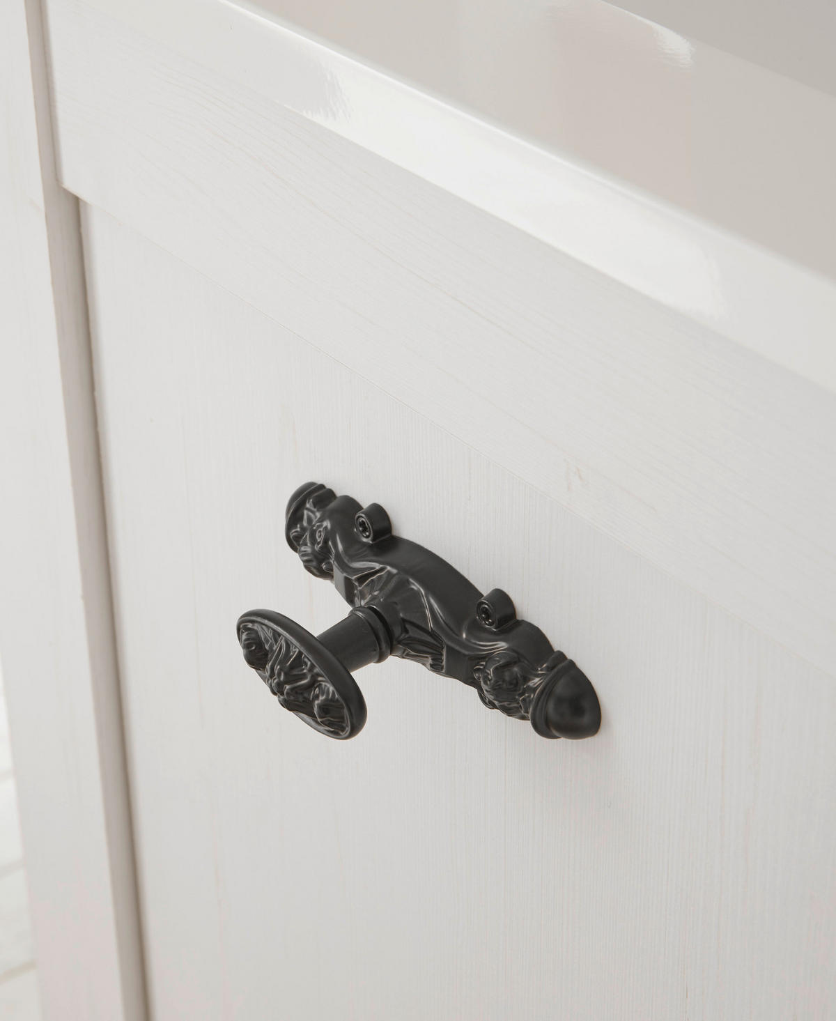 WASCHBECKENUNTERSCHRANK Pinie weiß, Oslo Pinie Landhaus, Badschrank, 60 x 63 cm - Dunkelgrau/Weiß, Holzwerkstoff/Metall (60/63/46cm) - Furn.Design
