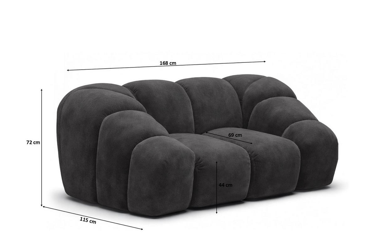 SESSEL modular, Veloursstoff Bluvel, Schwarz, CROISSANT - Schwarz, Holz (168/72/115cm) - Kaiser Möbel