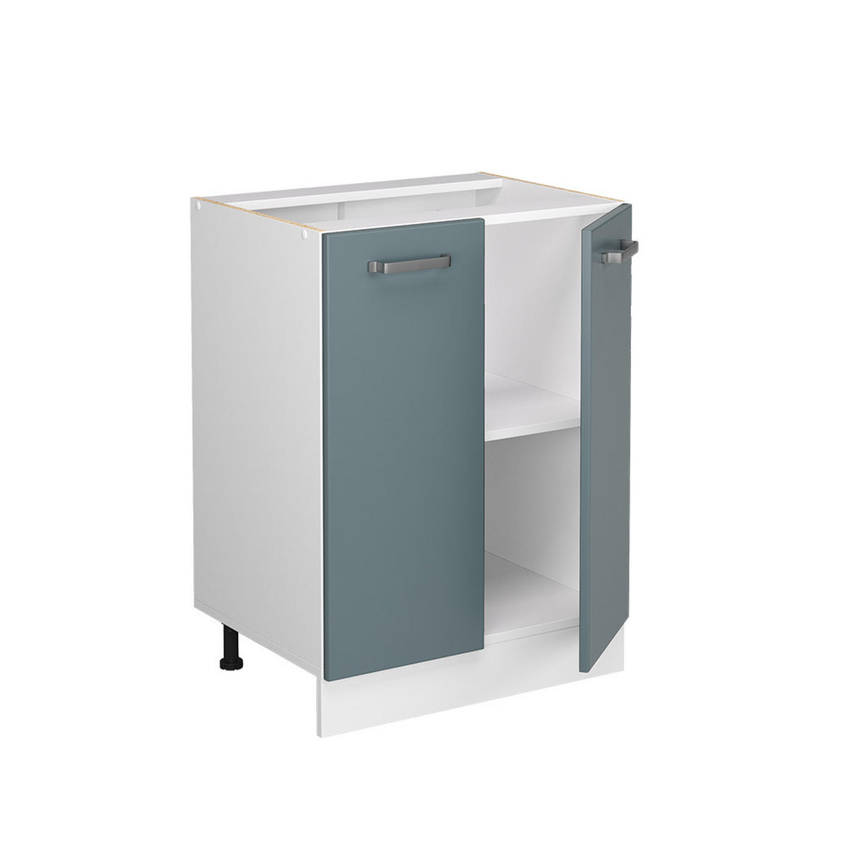 KÜCHENUNTERSCHRANK R-Line Blau-Grau 60 cm, AP Eiche - Blaugrau/Weiß, Holzwerkstoff (60/81.6/60cm) - Vicco