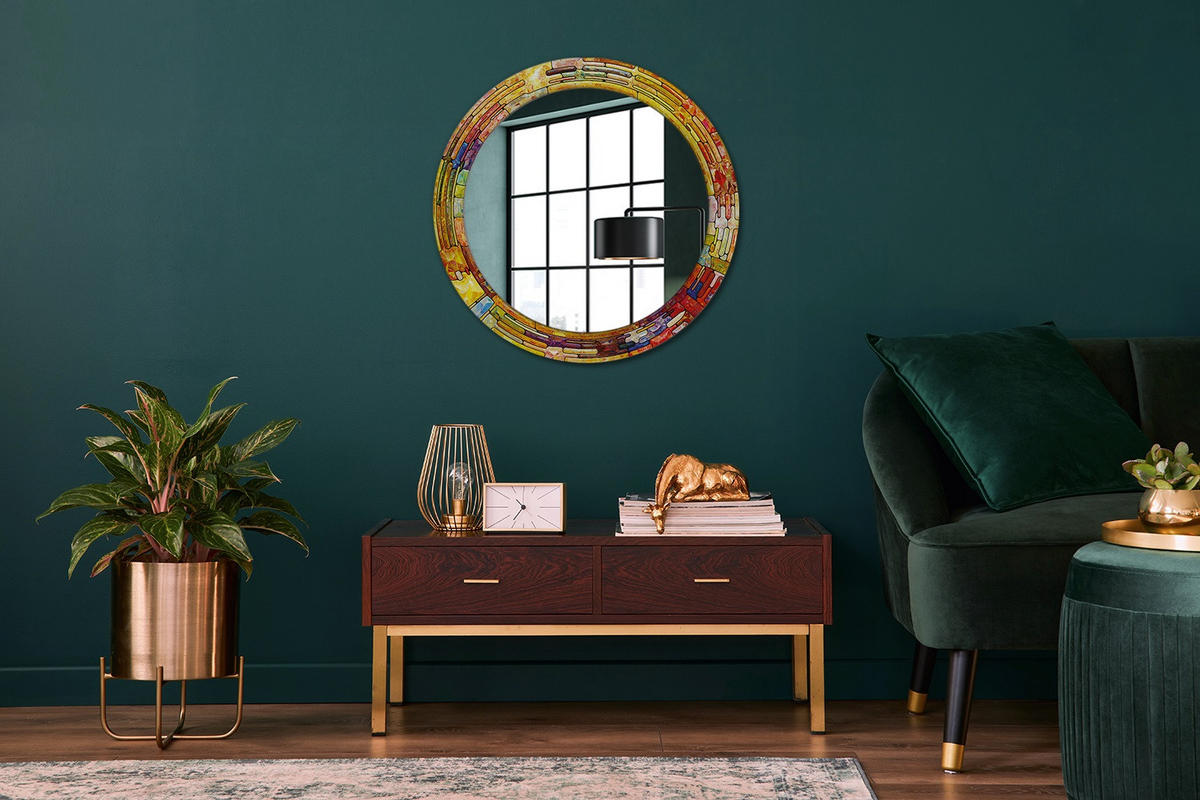 SPIEGEL Ø70 cm Rund mit Aufdruck - Multicolor, Glas (70/70/0.4cm) - TULUP