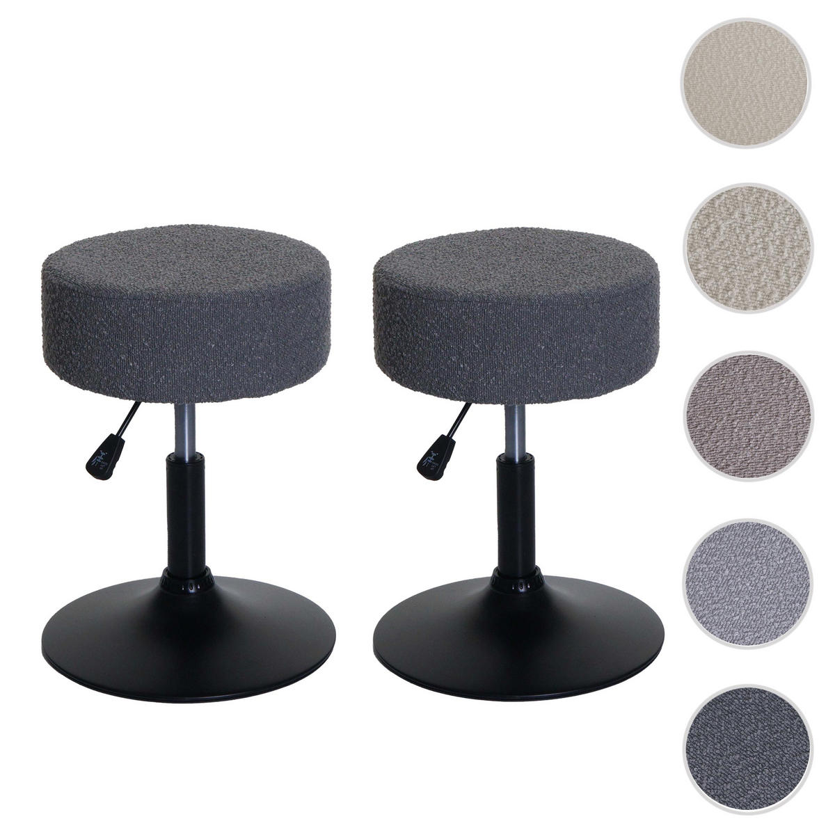 HOCKER Grau 2er-Set - Grau, Textil (37/57/37cm) - MCW