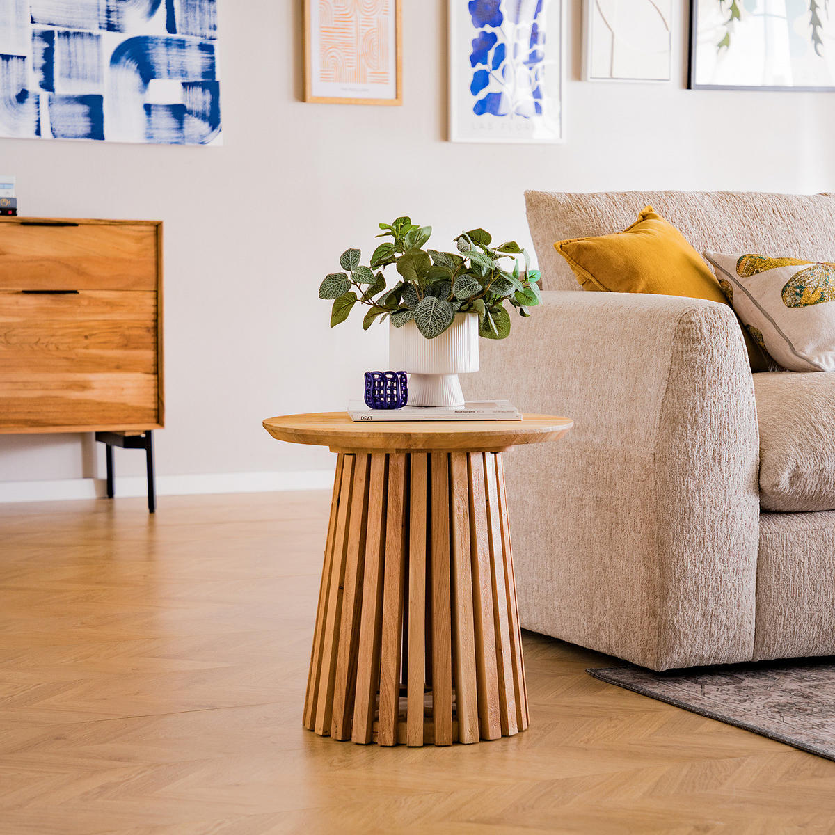 BEISTELLTISCH - Akazie massiv - Braun, Holz (50/50/50cm) - home24