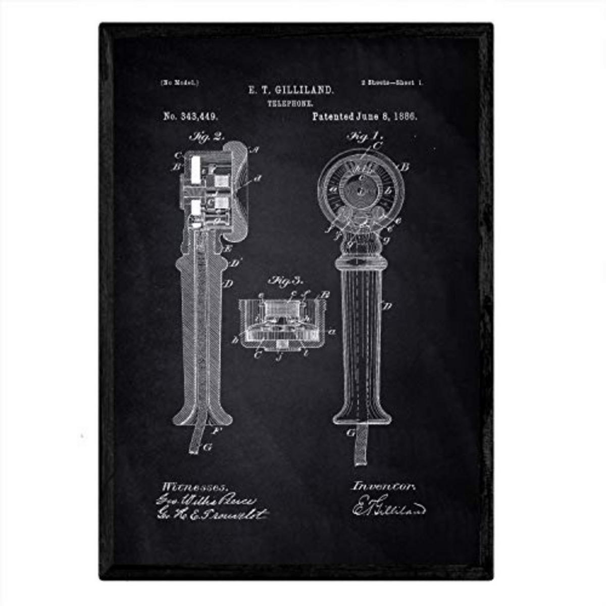 POSTER Vintage Patent – Telephone A3 Rahmenlos - Klar, Papier (29.7/5/42cm) - Nacnic