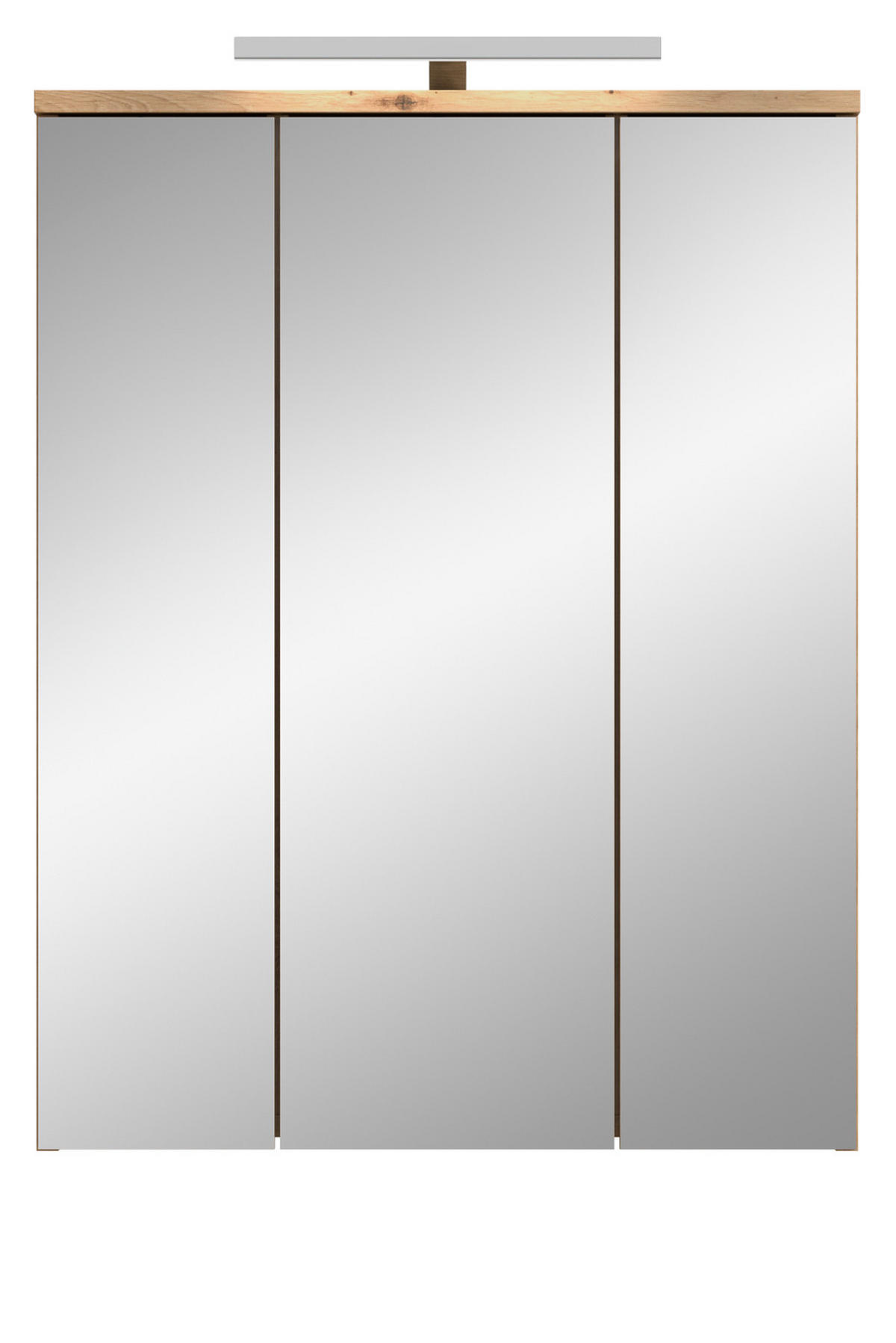 SPIEGELSCHRANK Eiche Artisan 60 x 77 cm, Badschrank inklusive LED-Beleuchtung - Schwarz/Eiche Artisan, Glas/Holzwerkstoff (60/77/22cm) - Inn.Furn