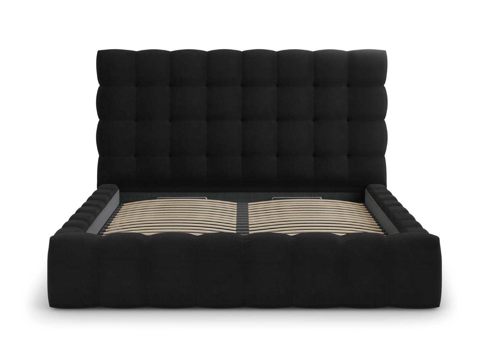 BETT mit Bettkasten und Kopfteil Mamaia aus Samt schwarz 180x200cm - Schwarz, Textil (180/200cm) - Micadoni