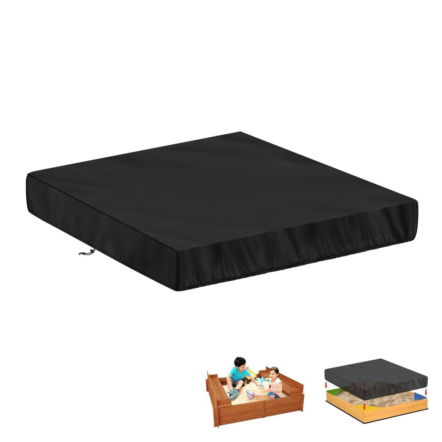 SANDKASTENABDECKUNG 120 x 120 x 20 cm wasserdicht Oxford 420D - Schwarz, Kunststoff (1/1/1cm)